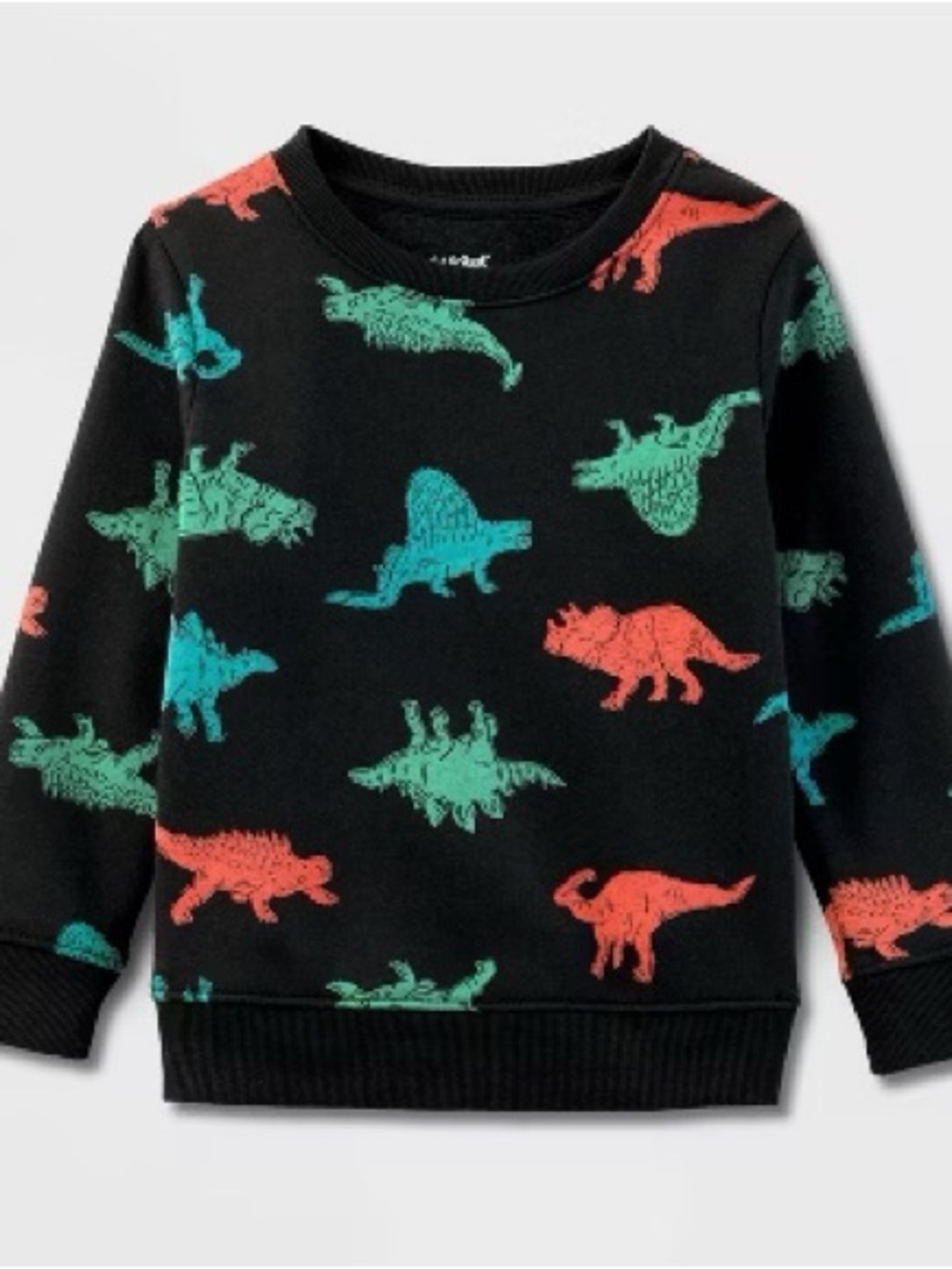 Cat & Jack Black Sweatshirt with Green & Orange Dinosaurs